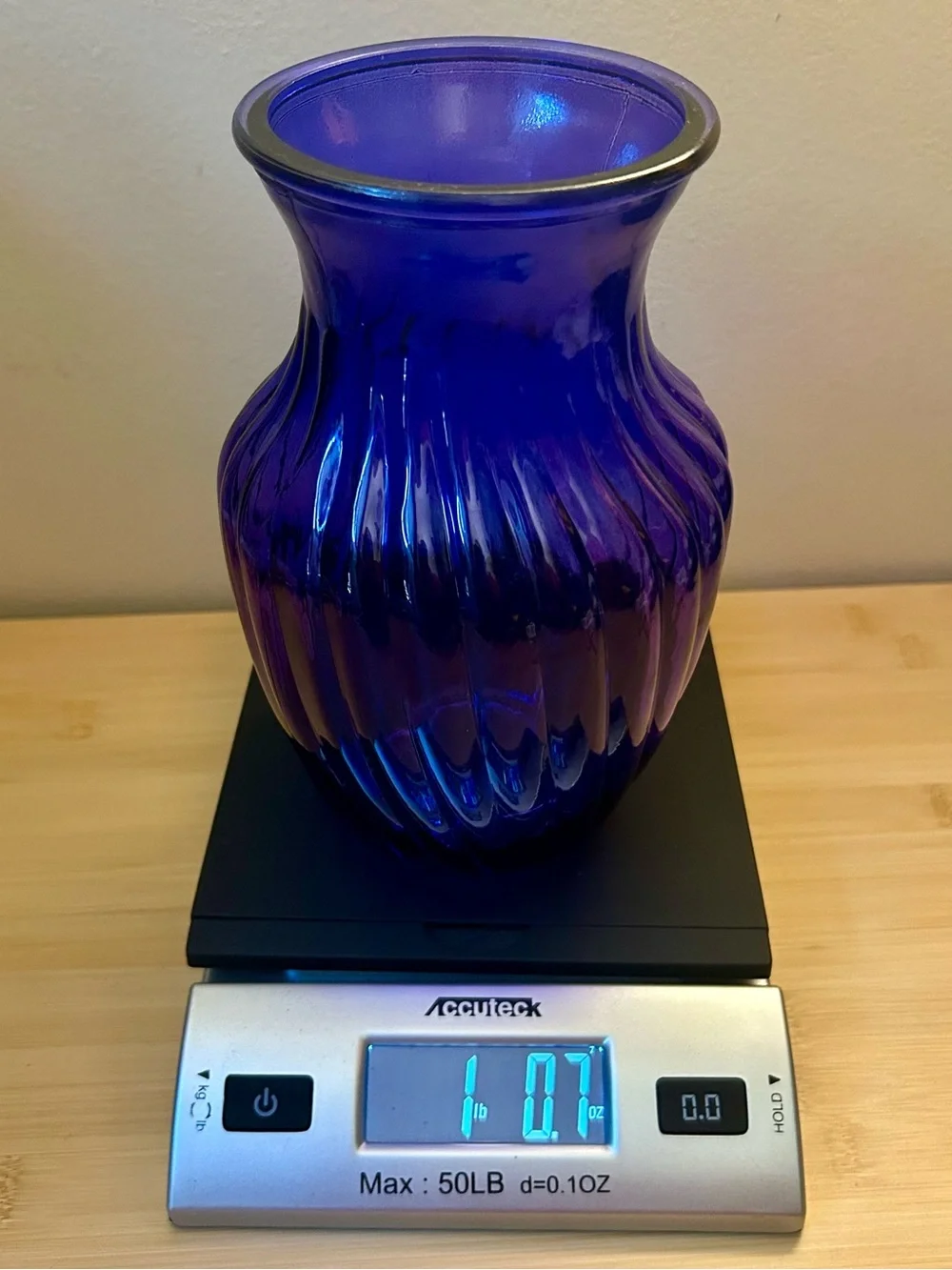 Textured Blue Glass Vase Cobalt Tinted Vintage Style Swirl Sculpt SEE PICS